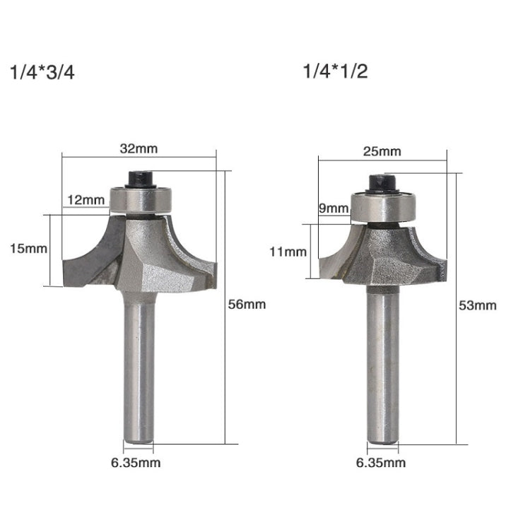 4 PCS/Set Round Corner Woodworking Cutter Trimming Machine Alloy Cutter Head, 4 PCS/Set Alloy Cutter Head