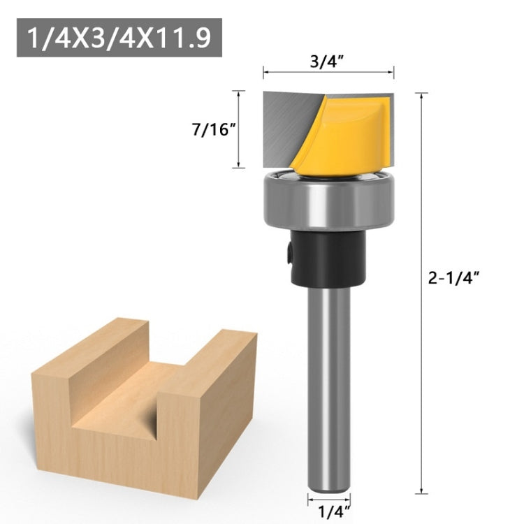 Copy Type Clear Bottom Woodworking Milling Cutter Trimming Machine Slotting Cutter, 1/4x3/4x11.9mm, 6x3/4x11.9mm