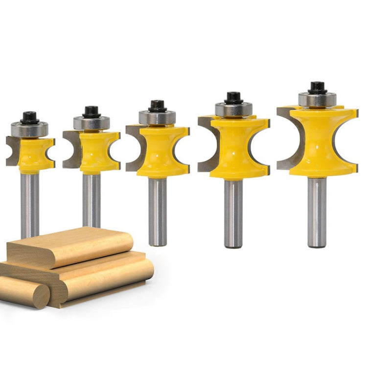 8-Shank Bearing Positive Semicircular Cutter Engraving Machine Woodworking Cutter, No. 1, No. 2, No. 3, No. 4, No. 5, 5 PCS/Set