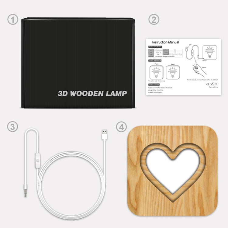 FS-T2158W Romantic Valentine Birthday Gift Wooden Night Light Home Decoration Decoration, Valentine