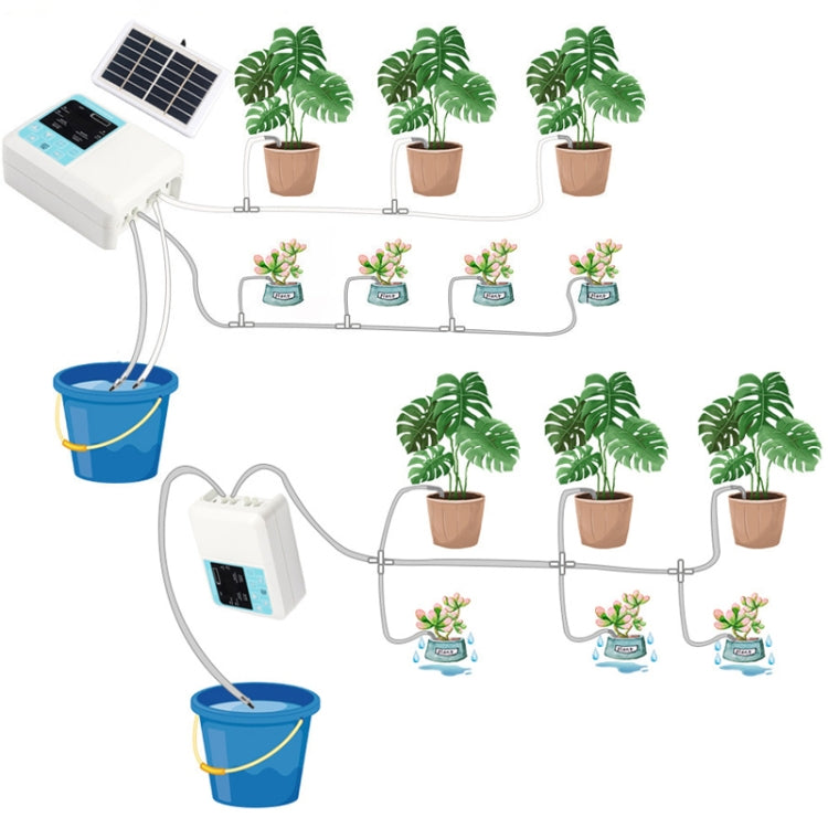 G89456 Solar Intelligent Voice Timing Automatic Flower Watering Device Lazy Plant Dripper, Single Pump 10 Sets, Single Pump 15 Sets, Double Pump 15 Sets 10M Tube, Double Pump 20 Sets Drop 15M Tube, Double Pump 30 Sets 20M Tube