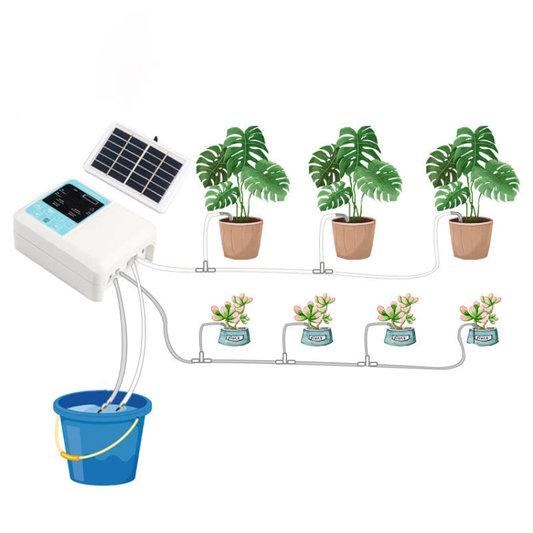 G89456 Solar Intelligent Voice Timing Automatic Flower Watering Device Lazy Plant Dripper, Single Pump 10 Sets, Single Pump 15 Sets, Double Pump 15 Sets 10M Tube, Double Pump 20 Sets Drop 15M Tube, Double Pump 30 Sets 20M Tube