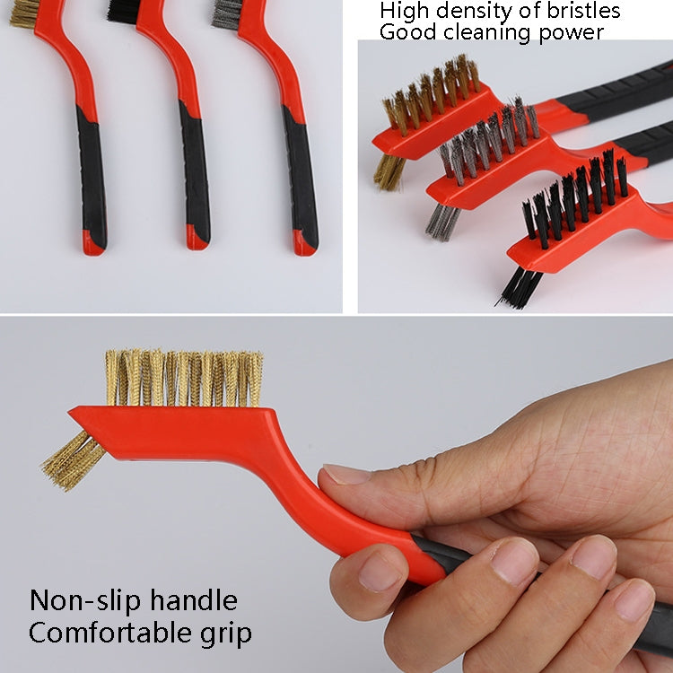 7 inch Industrial Cleaning Brush Mini Refractor Cleaning Gap Brush, Nylon Silk, Stainless Steel Wire, Copper Wire, Nylon Silk+Stainless Steel Wire+Copper Wire