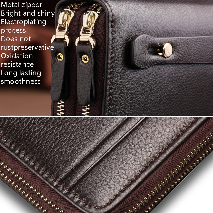 LEINASEN A80 Multi-Card Men Hand Bag Double Zip Big Capacity Wallet
