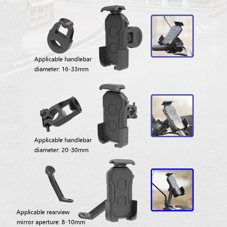 HW-68 Motorcycle Bicycle Navigation Mobile Phone Bracket, Style:, Round Handlebar, Rearview Mirror, U-shaped Handlebar