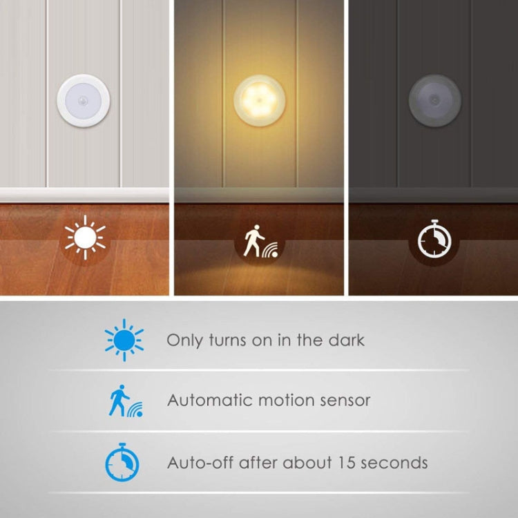 6 LED Home Wardrobe Smart Human Body Sensor Light, White Light (White), White Light (Silver), Warm Light (White), Warm Light (Silver)