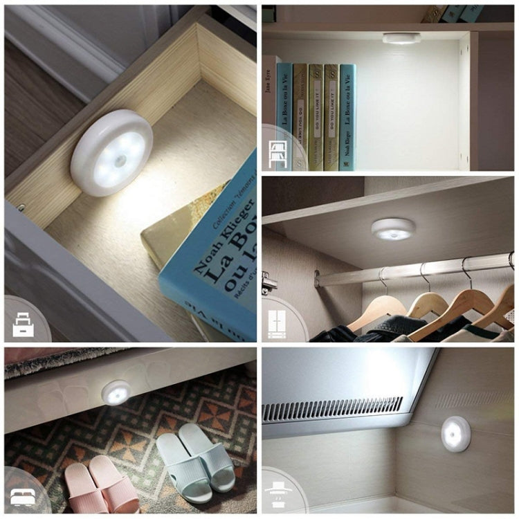 6 LED Home Wardrobe Smart Human Body Sensor Light, White Light (White), White Light (Silver), Warm Light (White), Warm Light (Silver)