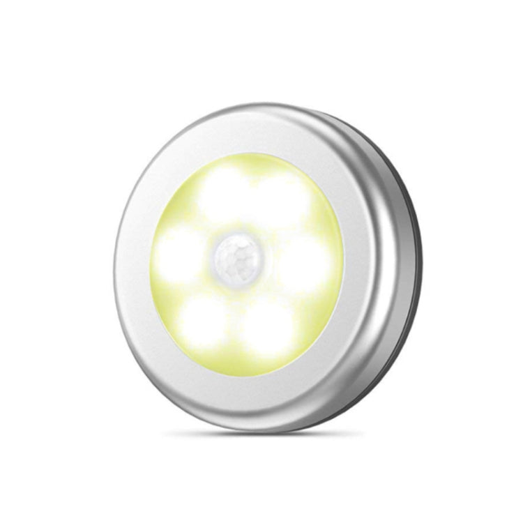 6 LED Home Wardrobe Smart Human Body Sensor Light, White Light (White), White Light (Silver), Warm Light (White), Warm Light (Silver)
