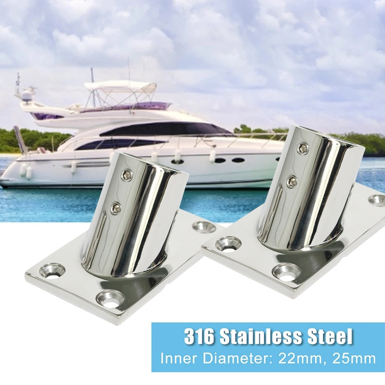 Thicken 316 Stainless Steel 60-Degree Square Tube Base Marine Boat Hardwares, Specifications:, 22mm, 25mm