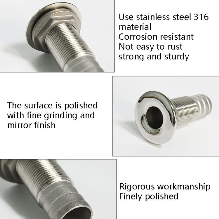 316 Stainless Steel Drain Pipe Tube Marine Drain Joint Fitting For Boat Yacht, 1/2inch, 3/4inch, 1inch, 1-1/2inch