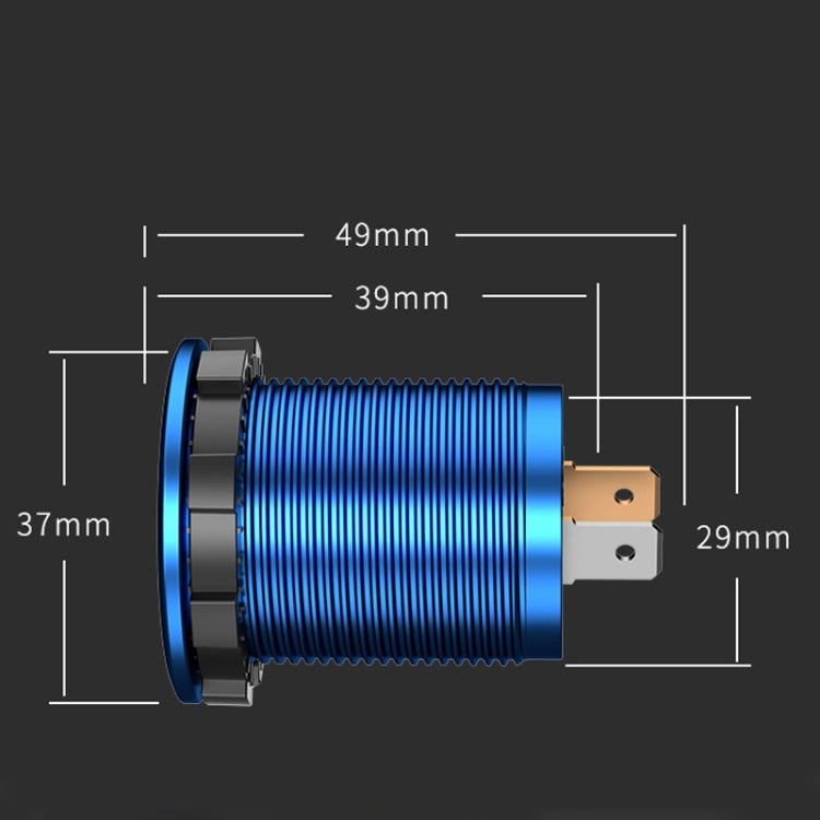 شاحن USB معدّل للسيارة والدراجة النارية، QC3.0 معدني مقاوم للماء، شحن سريع، ضوء أزرق أسود، ضوء أخضر ذهبي، ضوء أحمر أحمر، ضوء أزرق