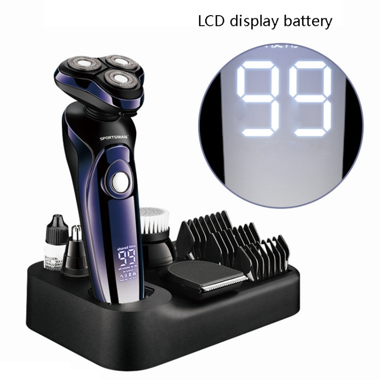 Sportsman SM-530 Electric Men Shaving Knife Multi-Function Base Charging Digital Water Washing Razor, US Plug