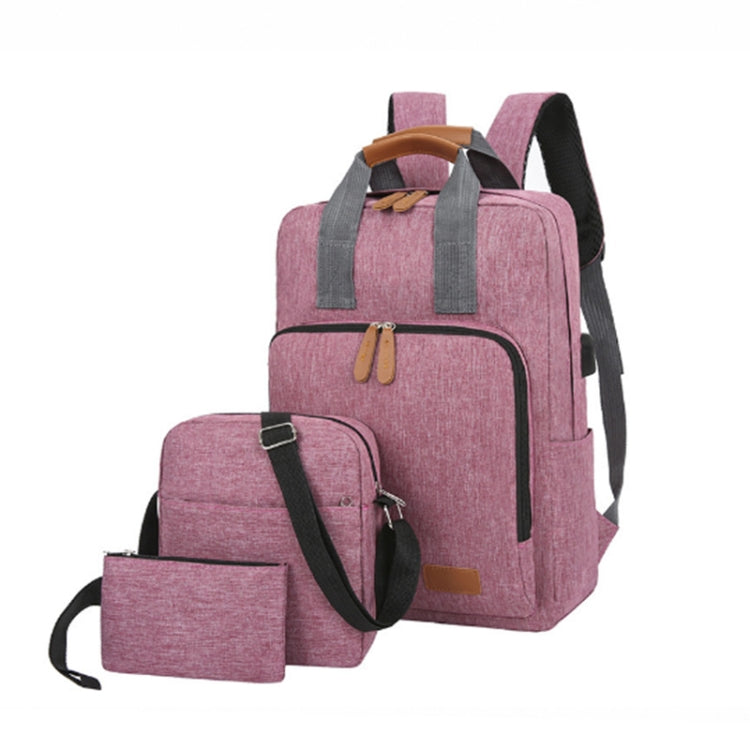3 In 1 Travel Backpack Student School Bag USB Computer Backpack, light Grey, Blue, Black, Pink
