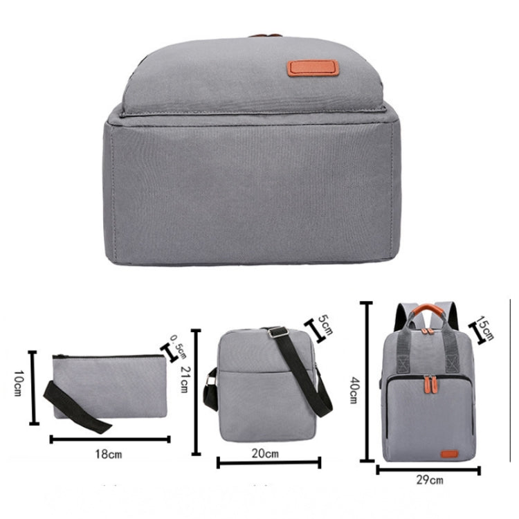 3 In 1 Travel Backpack Student School Bag USB Computer Backpack, light Grey, Blue, Black, Pink