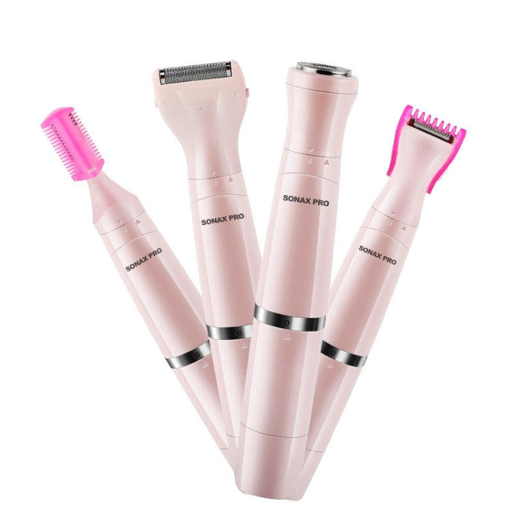 SONAX PRO SN-8933 ماكينة حلاقة كهربائية للنساء 4 في 1 متعددة الوظائف مع شحن USB وسكين كشط لإزالة الشعر، 4 في 1 (وردي)، 4 في 1 (أبيض)