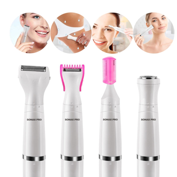 SONAX PRO SN-8933 ماكينة حلاقة كهربائية للنساء 4 في 1 متعددة الوظائف مع شحن USB وسكين كشط لإزالة الشعر، 4 في 1 (وردي)، 4 في 1 (أبيض)