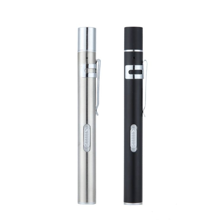 Flashlight Pupil Pen Light Yellow White Dual Light Source Dental Light LED Stainless Steel Morning Inspection Light, Flashlight Pupil Pen Light (Silver), Flashlight Pupil Pen Light (Black)