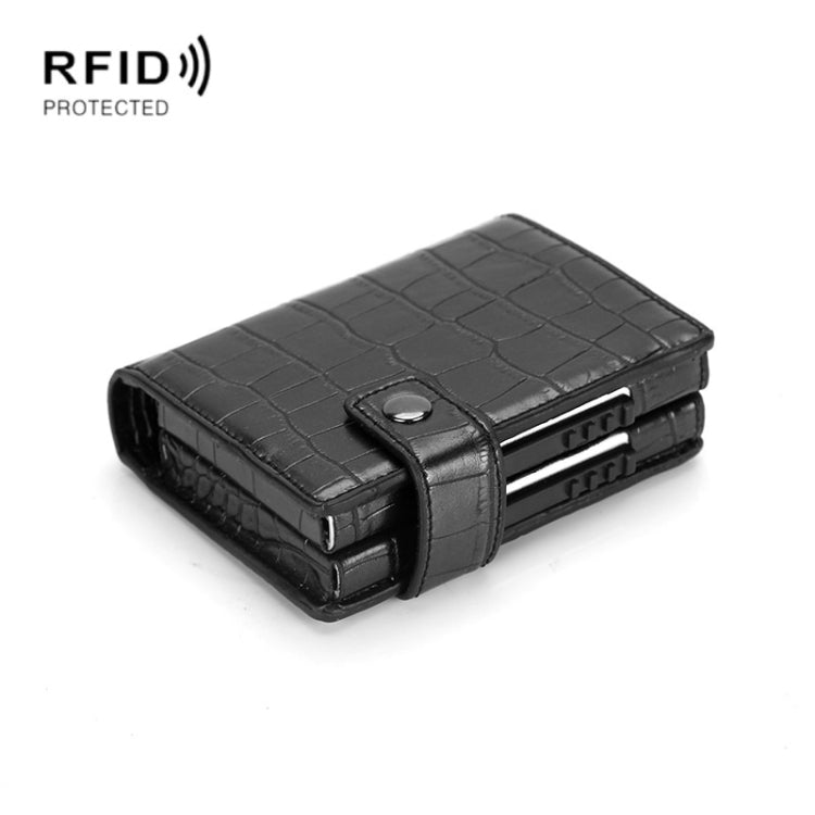 Dual Card Aluminum Alloy Card Box RFID Anti-Theft Wallet, Mad Horse Black, Carbon Fiber Pattern Black, Mad Horse Matte Brown, Mad Horse Matte Apricot, Crocodile Pattern Black, Crocodile Pattern Coffee, Snake Pattern Gray
