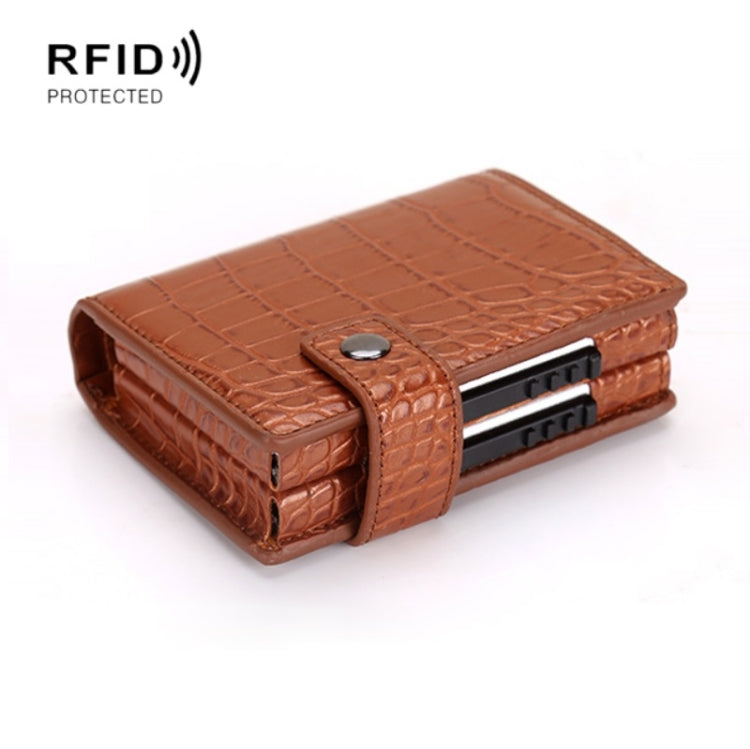 Dual Card Aluminum Alloy Card Box RFID Anti-Theft Wallet, Mad Horse Black, Carbon Fiber Pattern Black, Mad Horse Matte Brown, Mad Horse Matte Apricot, Crocodile Pattern Black, Crocodile Pattern Coffee, Snake Pattern Gray