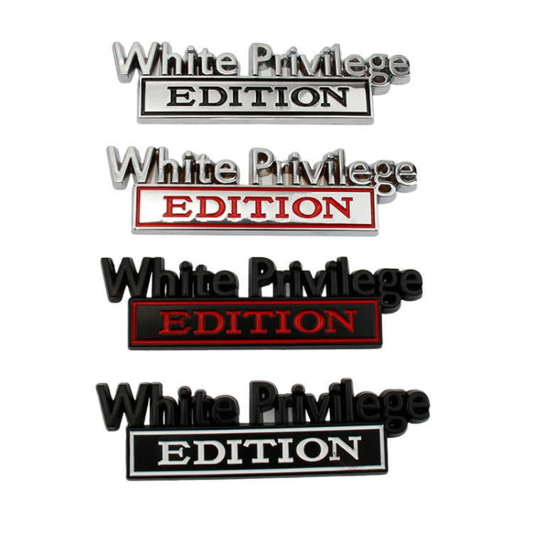 2 PCS Car Metal Leaf Board Car Logo White Privilege Edition Modified Car Body Sticker Sign, White Privilege