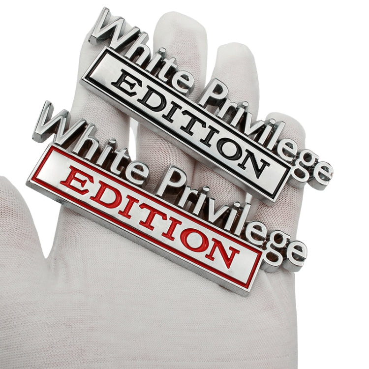 2 PCS Car Metal Leaf Board Car Logo White Privilege Edition Modified Car Body Sticker Sign, White Privilege