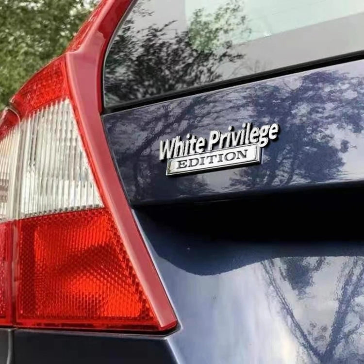 2 PCS Car Metal Leaf Board Car Logo White Privilege Edition Modified Car Body Sticker Sign, White Privilege