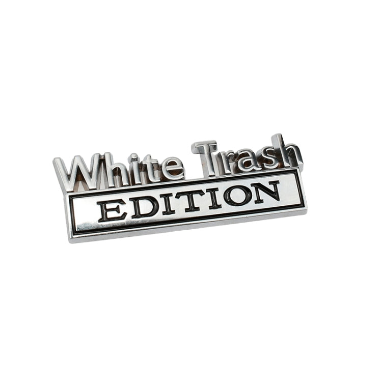 2 PCS Car Metal Modification Standard White Trash Edition Car Label Stickers, WHITE TRASH