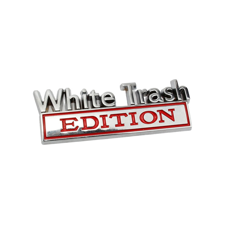 2 PCS Car Metal Modification Standard White Trash Edition Car Label Stickers, WHITE TRASH