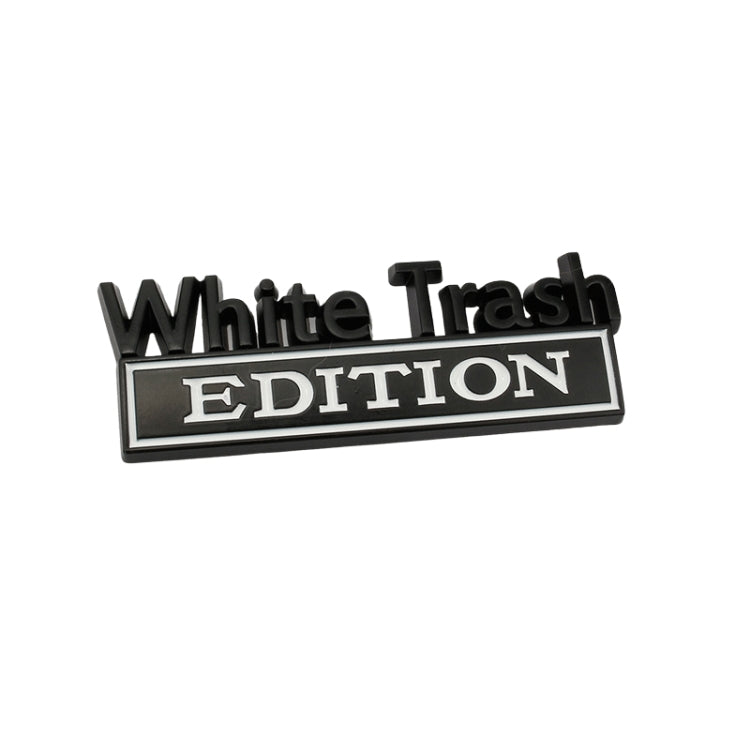 2 PCS Car Metal Modification Standard White Trash Edition Car Label Stickers, WHITE TRASH