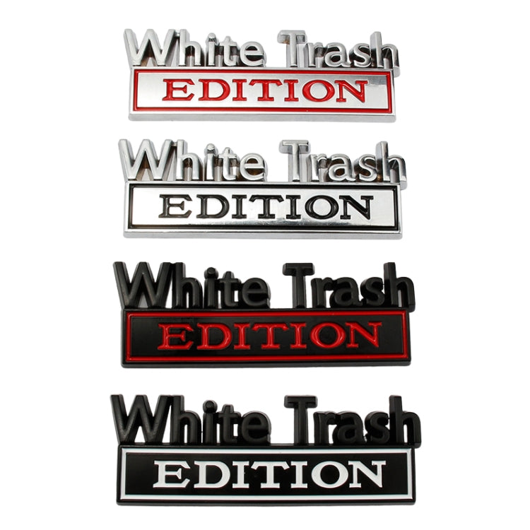 2 PCS Car Metal Modification Standard White Trash Edition Car Label Stickers, WHITE TRASH