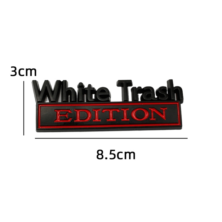 2 PCS Car Metal Modification Standard White Trash Edition Car Label Stickers, WHITE TRASH