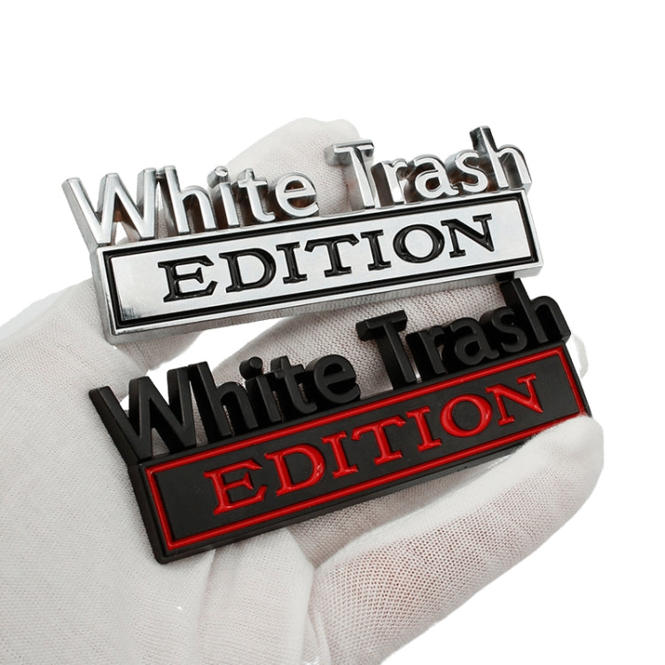 2 PCS Car Metal Modification Standard White Trash Edition Car Label Stickers, WHITE TRASH