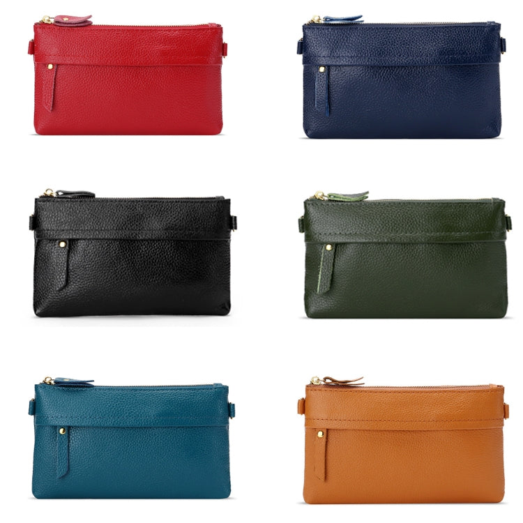 Ladies One-Shoulder Diagonal Mobile Phone Coin Purse, Red, Navy Blue, Black, Ink, Lake Blue, Khaki, Jujube Red, Orange, Brown