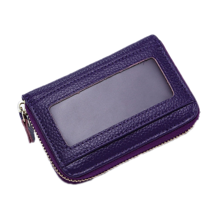Business Multi-Position Zipper Organ Card Holder, Red, Green, Purple, Black, Sapphire, Deep Blue, Rough, Rose Red