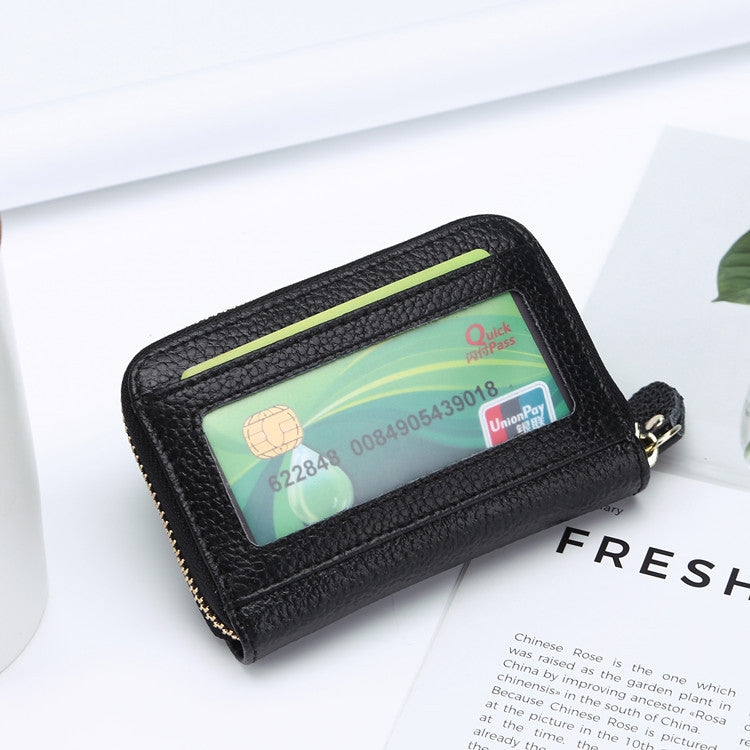 Business Multi-Position Zipper Organ Card Holder, Red, Green, Purple, Black, Sapphire, Deep Blue, Rough, Rose Red