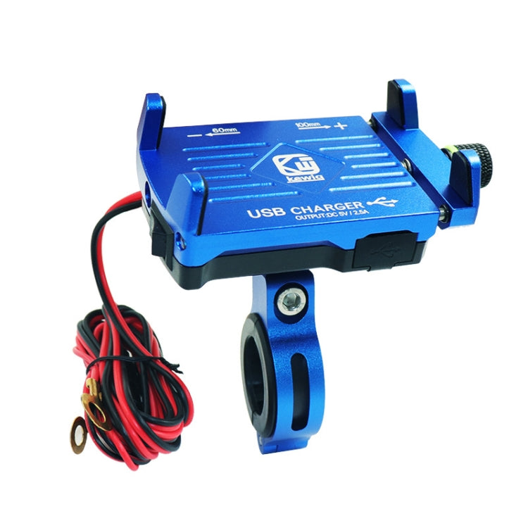 Kewig M6 Aluminum Alloy Motorcycle Mobile Phone Bracket Rechargeable With Switch Waterproof Stable Navigation Bracket, M6(Black), M6(Blue), M6(Silver), M6(Red)