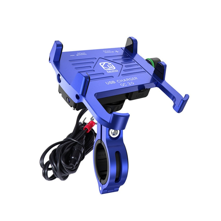 Kewig M6-S 12V Motorcycle Waterproof Aluminum Alloy Mobile Phone Bracket With QC3.0 Fast Charging, M6-S(Black), M6-S(Blue), M6-S(Red), M6-S(Silver)