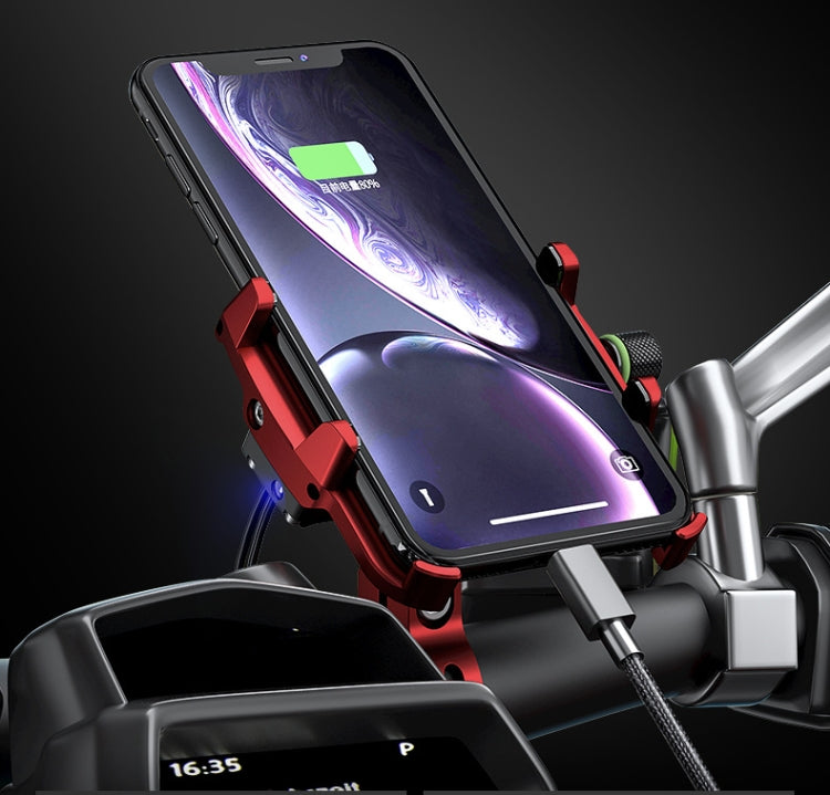 Kewig M6-S 12V Motorcycle Waterproof Aluminum Alloy Mobile Phone Bracket With QC3.0 Fast Charging, M6-S(Black), M6-S(Blue), M6-S(Red), M6-S(Silver)