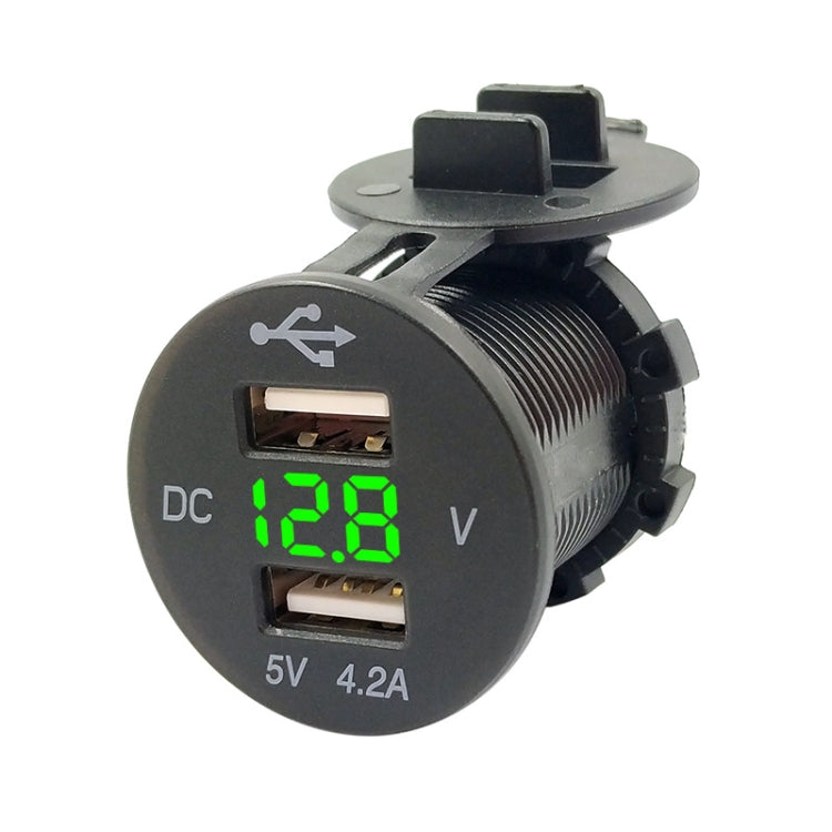 4.2A Dual USB With Voltage Display Mobile Phone Charger Socket Power Supply 12V Car Motorcycle, P13 (Blue Light), P13 (Green Light), P13 (Red Light)