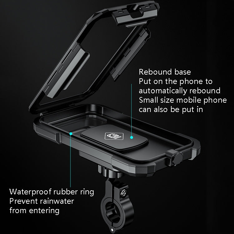 Kewig Bicycle Motorcycle Waterproof Box Mobile Phone Bracket Riding Touch Mobile Phone Fixed Seat, Small Handlebar Installation, Large Handlebar Installation