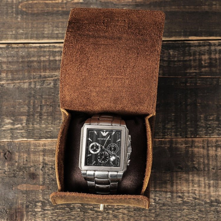 Contacts Family CF1125 Single Watch Position Crazy Horse Leather Watch Box Round Watch Storage Box, CF1125