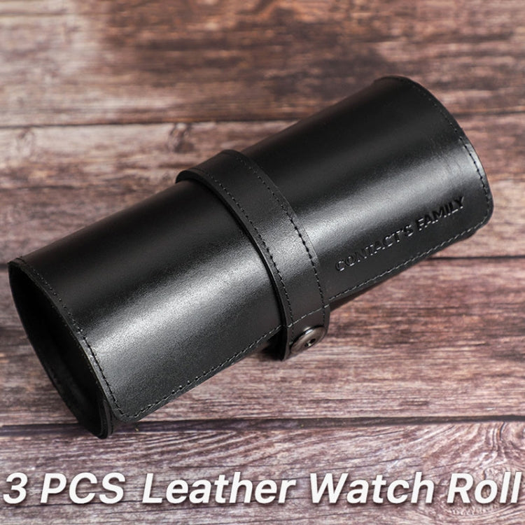 جهات الاتصال CF1117B Family 3 Watch Positions صندوق ساعات جلدي بمشبك دائري صندوق تخزين ساعات للسفر في الهواء الطلق، CF1117A