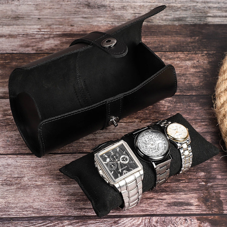 جهات الاتصال CF1117B Family 3 Watch Positions صندوق ساعات جلدي بمشبك دائري صندوق تخزين ساعات للسفر في الهواء الطلق، CF1117A
