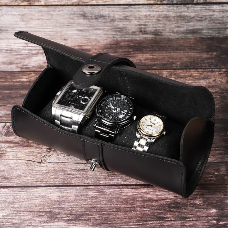 جهات الاتصال CF1117B Family 3 Watch Positions صندوق ساعات جلدي بمشبك دائري صندوق تخزين ساعات للسفر في الهواء الطلق، CF1117A