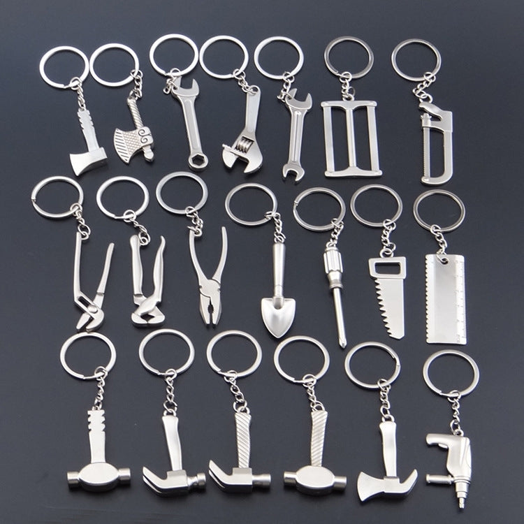 10 PCS Tool Metal Keychain Car Key Ring Pendant, H-540 Activity Wrench, H-389 Hex Wrench, H-391 Glossy Ax, H-388 Thread Ax, H-395 Double Head Wrench, H-405 Double Row Saw, H-402 Hand Saw, H-541 Crooked Nose Pliers, H-399 Pliers, X-396 Vise, H-556 Shove...
