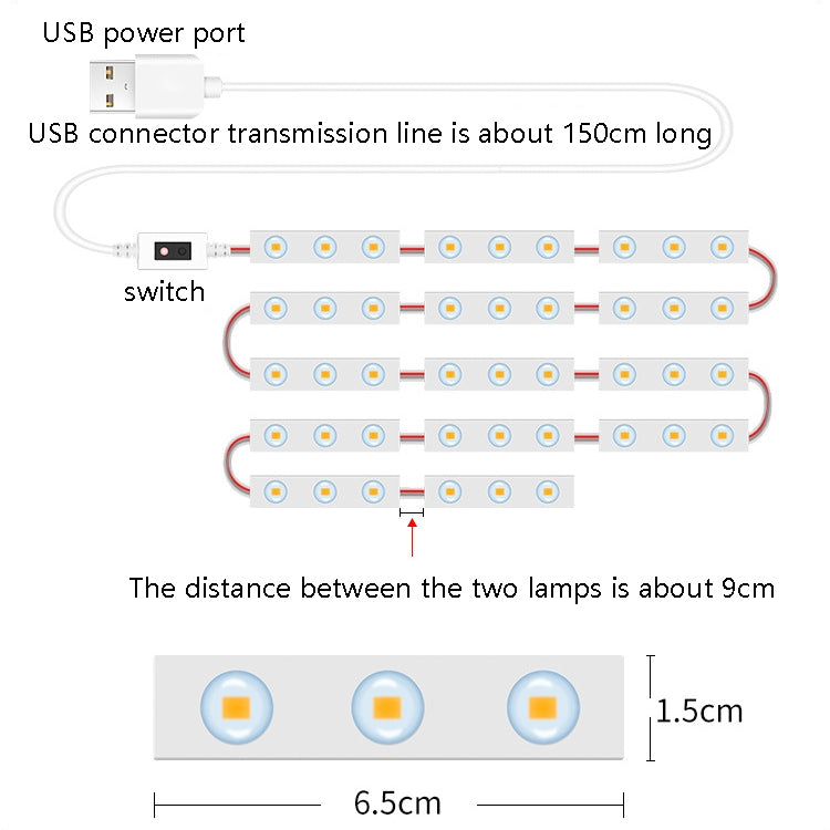LED Mirror Front Lamp USB Touch Sensor Switch Makeup Live Broadcast Fill Light, 2 in 1 Touch Sensor, 6 in 1 Touch Sensor, 10 in 1 Touch Sensor, 14 in 1 Touch Sensor