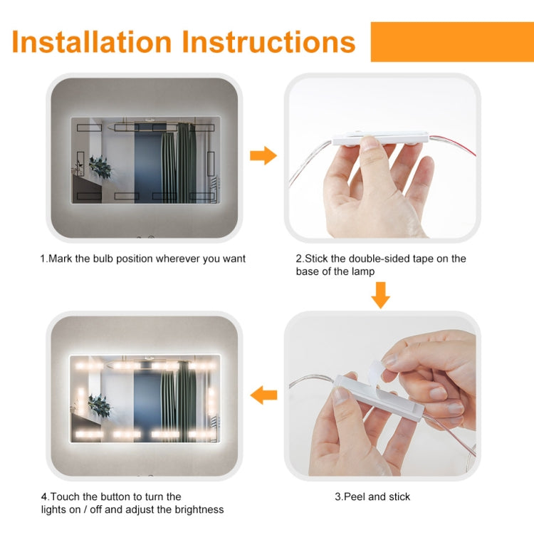 LED Mirror Front Lamp USB Touch Sensor Switch Makeup Live Broadcast Fill Light, 2 in 1 Touch Sensor, 6 in 1 Touch Sensor, 10 in 1 Touch Sensor, 14 in 1 Touch Sensor