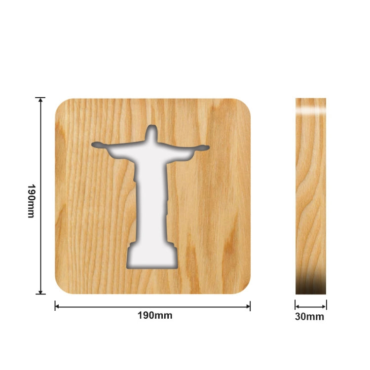 FS-T1971W 2.5W Jesus Pastor Table Lamp USB Solid Wood Hollow Night Light, Jesus Pastor
