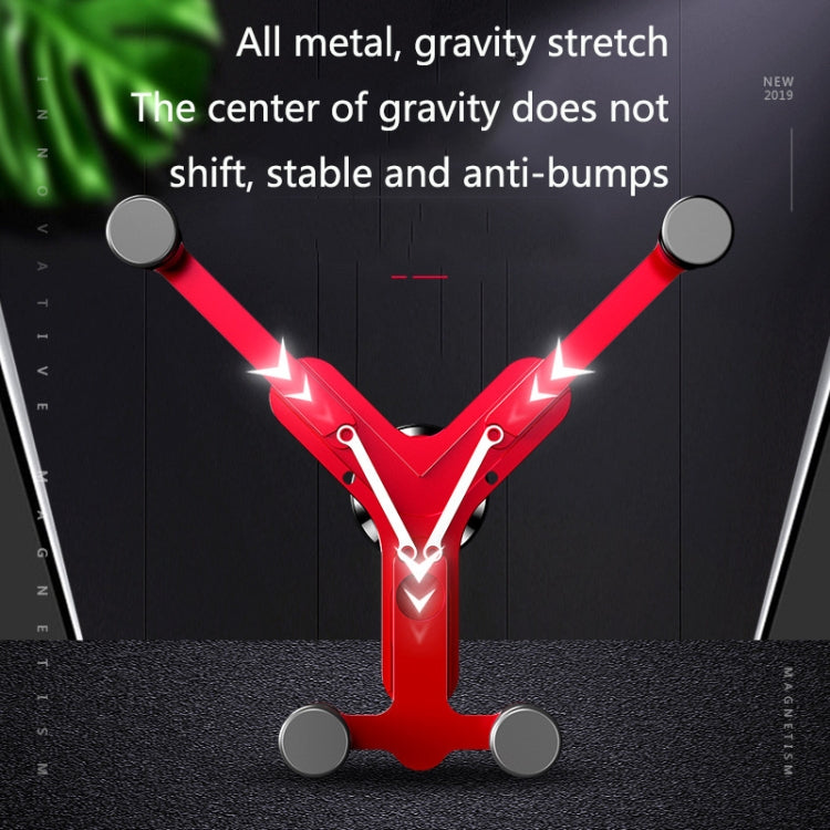 OATSBASF Car Air Outlet Gravity Mobile Phone Holder Snap-On Metal Bracket, Black, Red, Silver