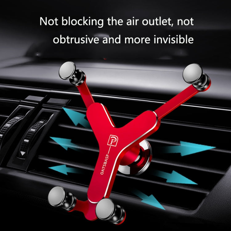 OATSBASF Car Air Outlet Gravity Mobile Phone Holder Snap-On Metal Bracket, Black, Red, Silver